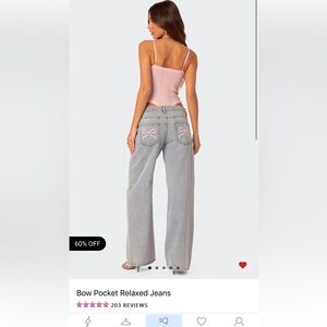 Bow pocket relaxed jeans